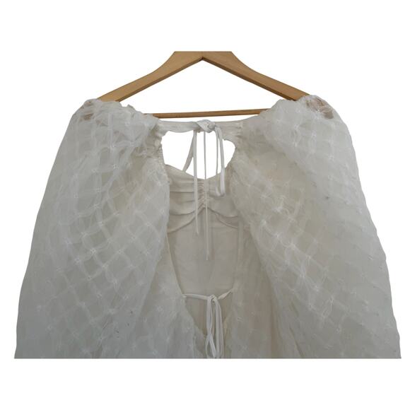 LPA Taluah Mini Dress Womens Small White Cottagecore Whimsy Boho Peasant - Picture 11 of 16